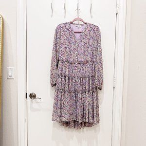 Ivy City Lydia Dress Purple tiered floral midi dress - M